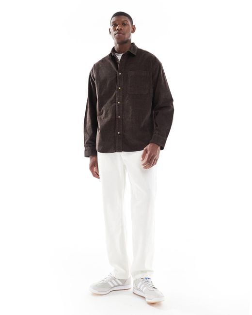 ASOS Brown Oversized Cord Shirt for men