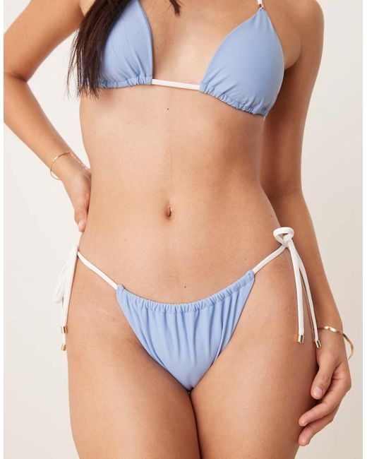 Abercrombie & Fitch Blue Cheeky Tie Side Bikini Bottoms
