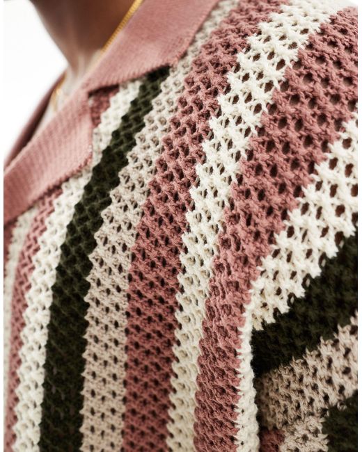 Only & Sons Pink Open Knit Shirt for men