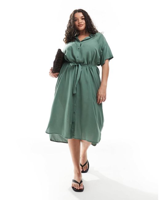 Vero Moda Green – midi-hemdblusenkleid
