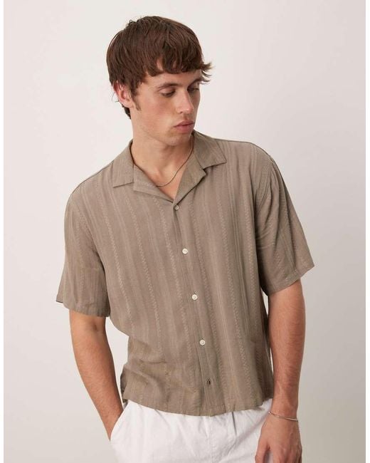 Abercrombie & Fitch Brown Long Sleeve Cropped Lightweight Shirt for men