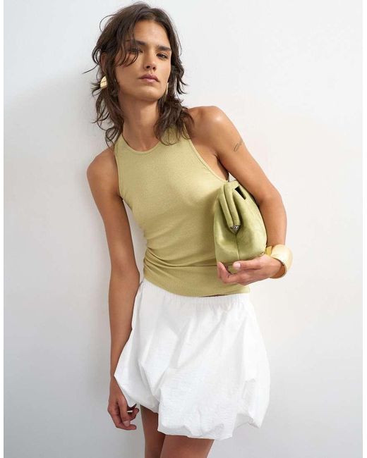 TOPSHOP White Bubble Hem Mini Skirt