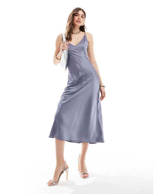 ASOS Blue High Apex Maxi Slip Dress