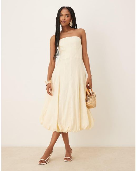 Mango Natural Capsule Linen Bandeau Structured Midi Dress