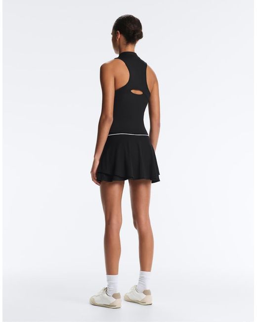 Oysho Black Sleeveless Half-Zip T-Shirt