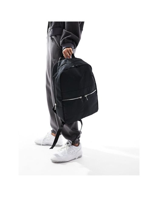 ASOS Black Nylon Double Zip Backpack Bag