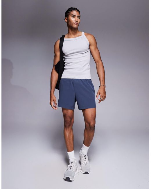 Débardeur moulant à encolure carrée en tissu côtelé sans coutures - chiné 4505 pour homme en coloris Gray