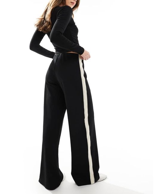 Vero Moda Black Loose Pull On Trousers With Side Stripe