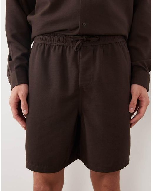 New Look Brown Linen Look Pull On Shorts for men