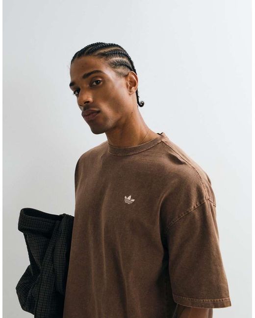 Adidas Originals Brown Essential Loose Fit T-shirt for men