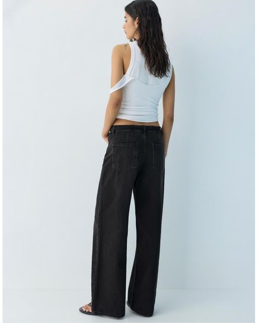 Pull&Bear Blue baggy Jeans With Drawstring