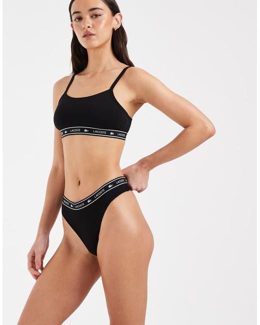 Lacoste Black Logo Waistband Thong