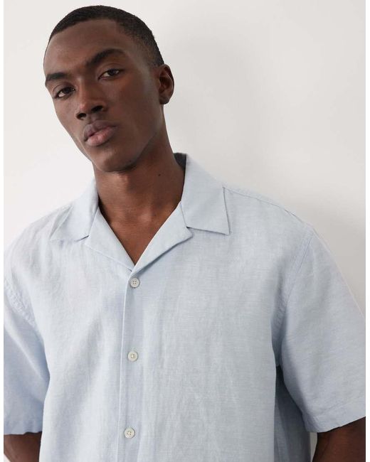 SELECTED White Linen-blend Short Sleeve Shirt for men