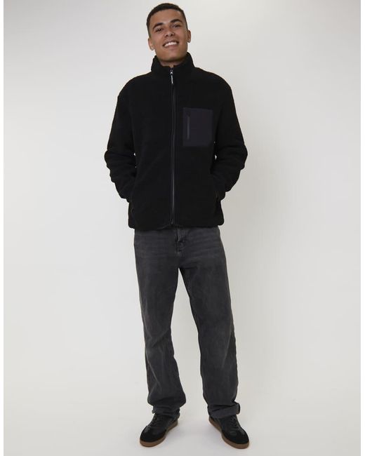 South Beach Blue Fleece Borg Zip Jacket for men