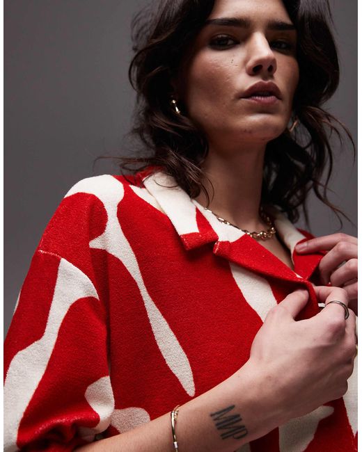 TOPSHOP Red – kastige ftee-hemdbluse