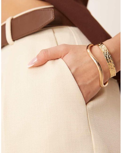 ASOS Elegante Enkellange Pantalon Met Riem Van Pu in het Natural