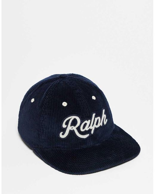 Polo Ralph Lauren Blue Authentic Collegiate Ralph Logo Cord Baseball Cap for men