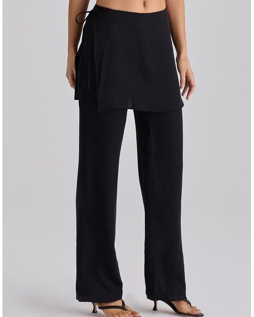 House Of Cb Blue Leona Sateen Trousers With Over Skirt
