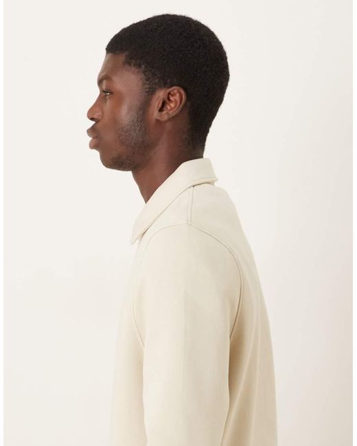 ASOS Natural Quarter Zip Collared Sweatshirt for men