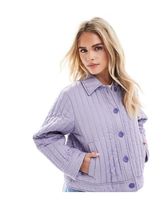 ASOS Purple Asos Design Petite Washed Quilted Shacket