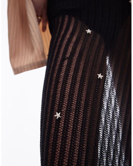 TOPSHOP White Knitted Sheer Knit Starfish Skirt