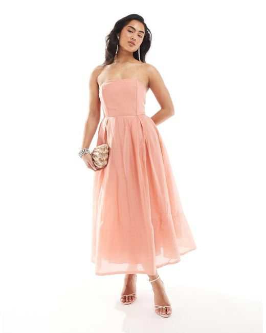 True Decadence Pink Strapless Midi Dress