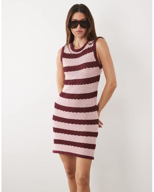 ASOS Red Crochet Knit Stripe Mini Dress