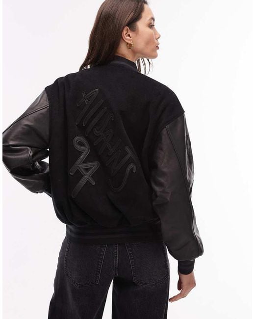 AllSaints Black Versity Bomber