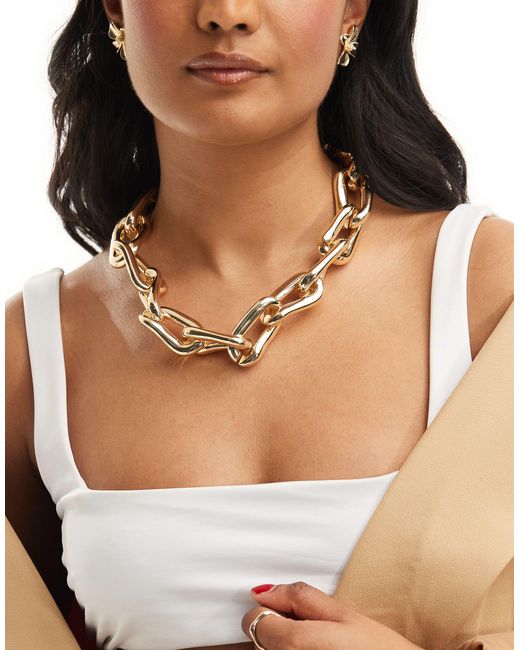 ASOS Brown Necklace With Large Curb Chain Design