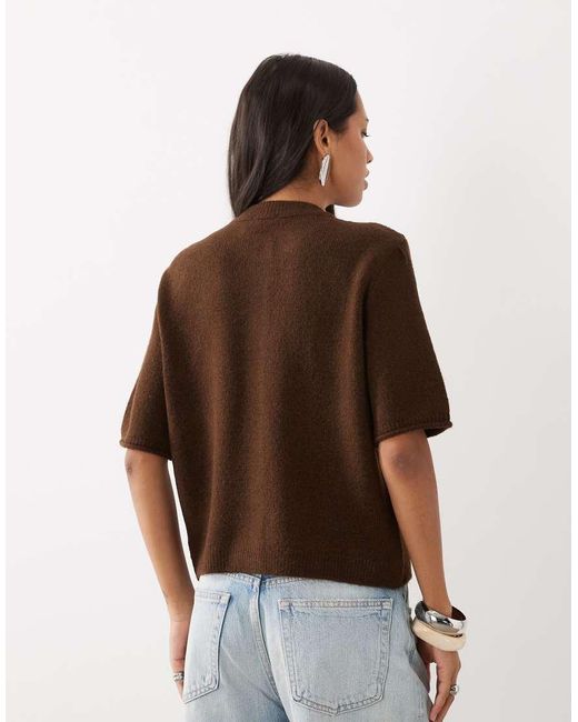 ASOS Brown Lightweight Relaxed Short Sleeve Cardigan