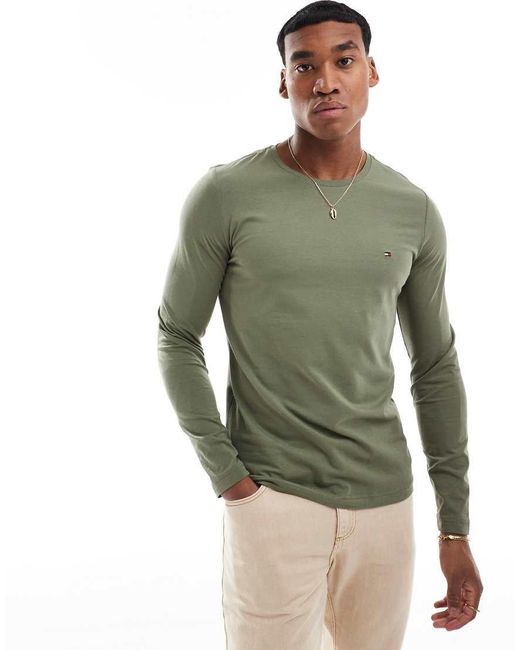 Tommy Hilfiger Green Long Sleeve Slim Fit T-Shirt for men