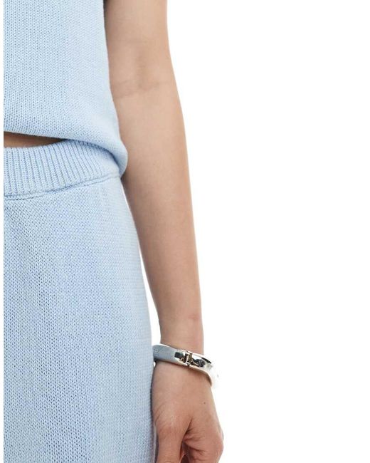 Vero Moda Blue Knitted Constrast Scallop Edge Stitch Short Co-ord