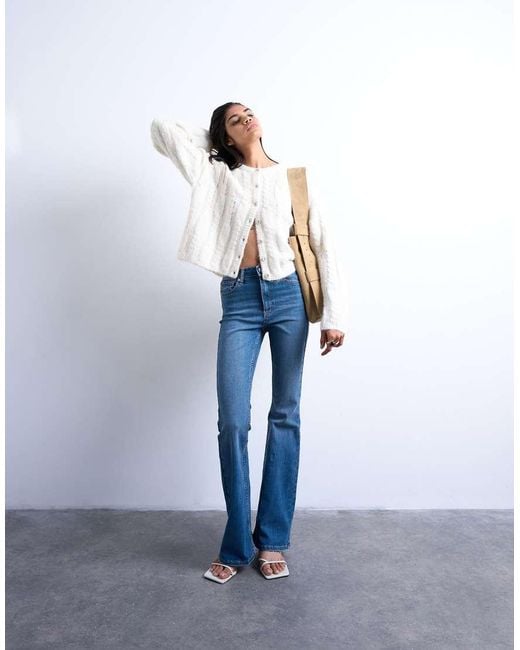 Vaqueros De Talle Alto Y Corte Acampanado Jamie De TOPSHOP de color Blue