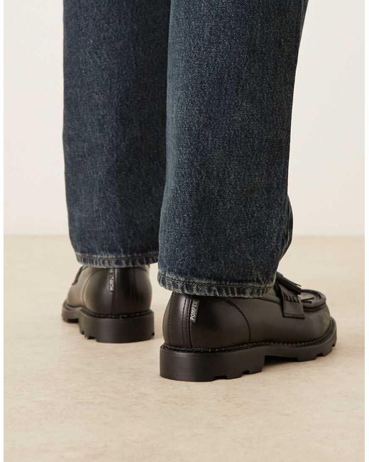 Pompeii UK Blue Pompeii Modena Leather Tassel Loafers for men