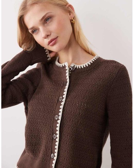 Abercrombie & Fitch Blue V Neck Cardigan With Contrast Stitch Detail