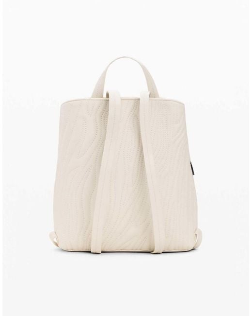 Desigual White Small Backpack With Engravings