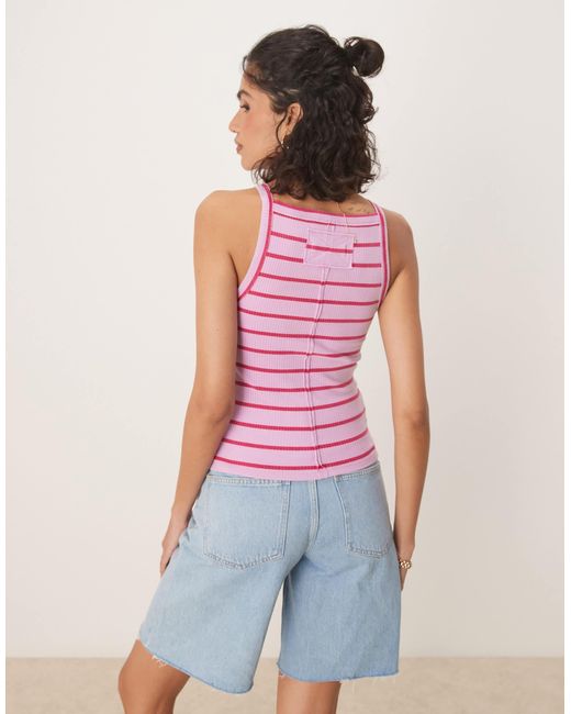 Free People Pink – mia – geripptes, gestreiftes tanktop