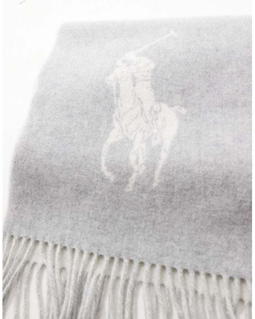 Polo Ralph Lauren Reversible Scarf With Large Pony Logo in Grey Lyst UK