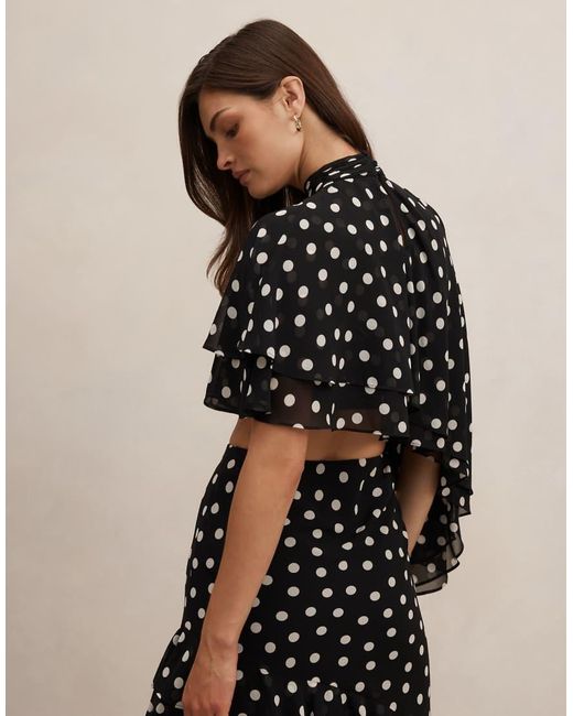 Forever New Black Chiffon Asymmetric Crop Top Co-Ord