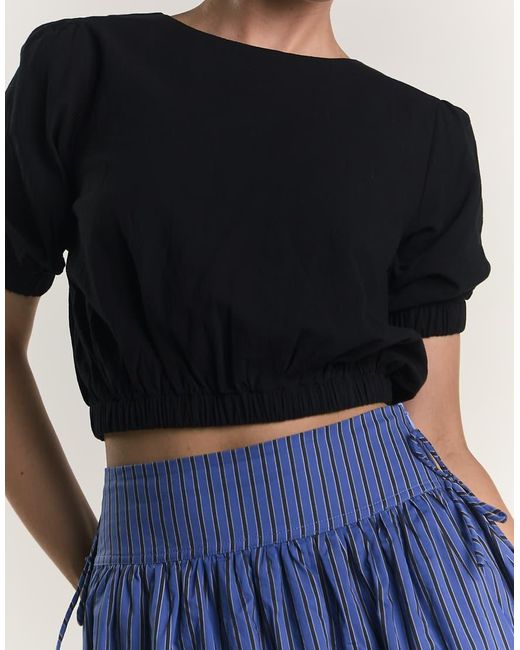 Glamorous Black Puff Sleeve Crop Top