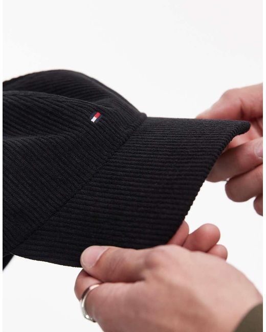 Gorra Negra Con Logo De Bandera De Pana De Tommy Hilfiger de hombre de color Black