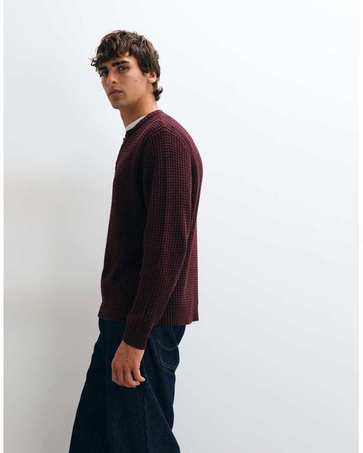 ASOS Black Relaxed Textured Waffle Henley for men