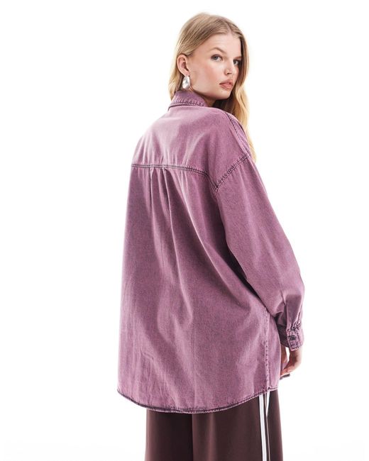 Monki Purple Oversize Denim Shirt