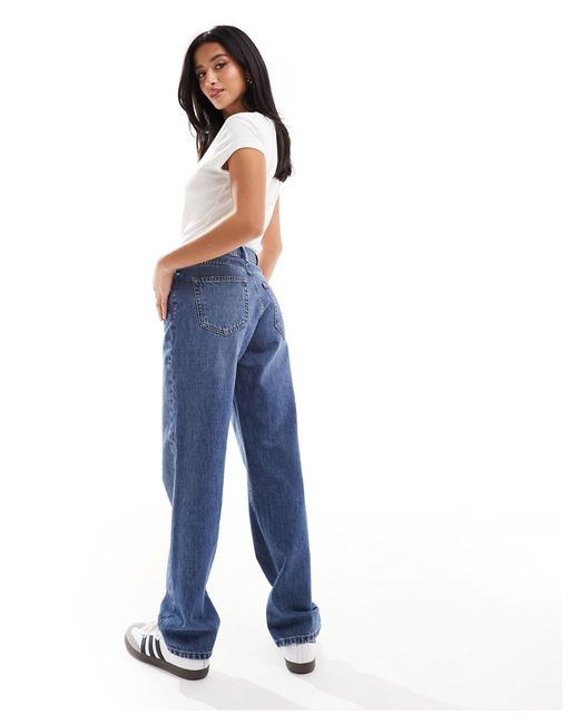 Only Petite Blue Jaci Mid Rise Straight Jeans
