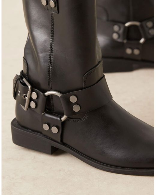 ASOS Black Arley Flat Biker Boots