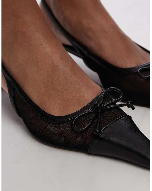 TOPSHOP Black Alya Mesh Slingback Mid Heel Court Shoes