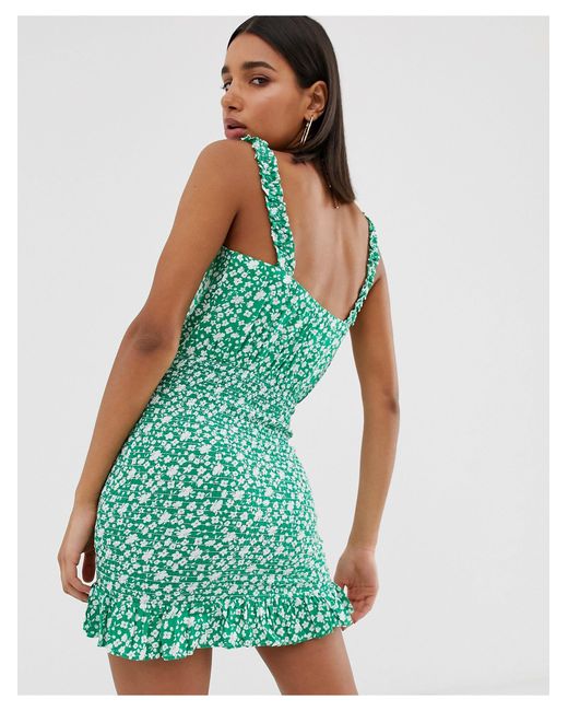 bershka green cut out dress