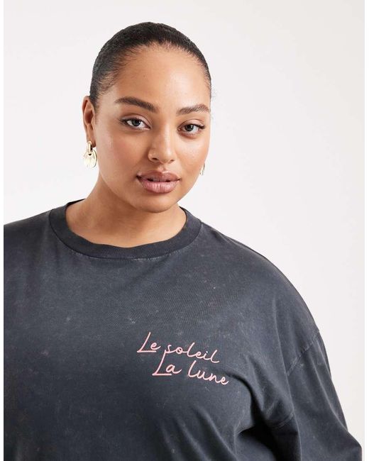 ASOS Black Asos Design Curve Long Sleeve T-shirt With Moon And Tiger Graphic