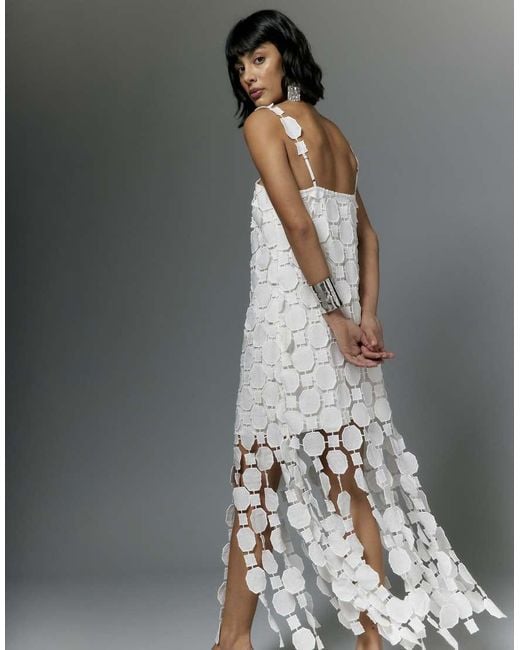 River Island Gray Crochet Fringe Midi Dresses