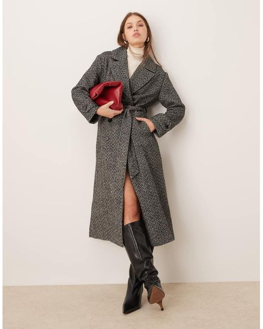 Pretty Lavish Gray Belted Long Coat